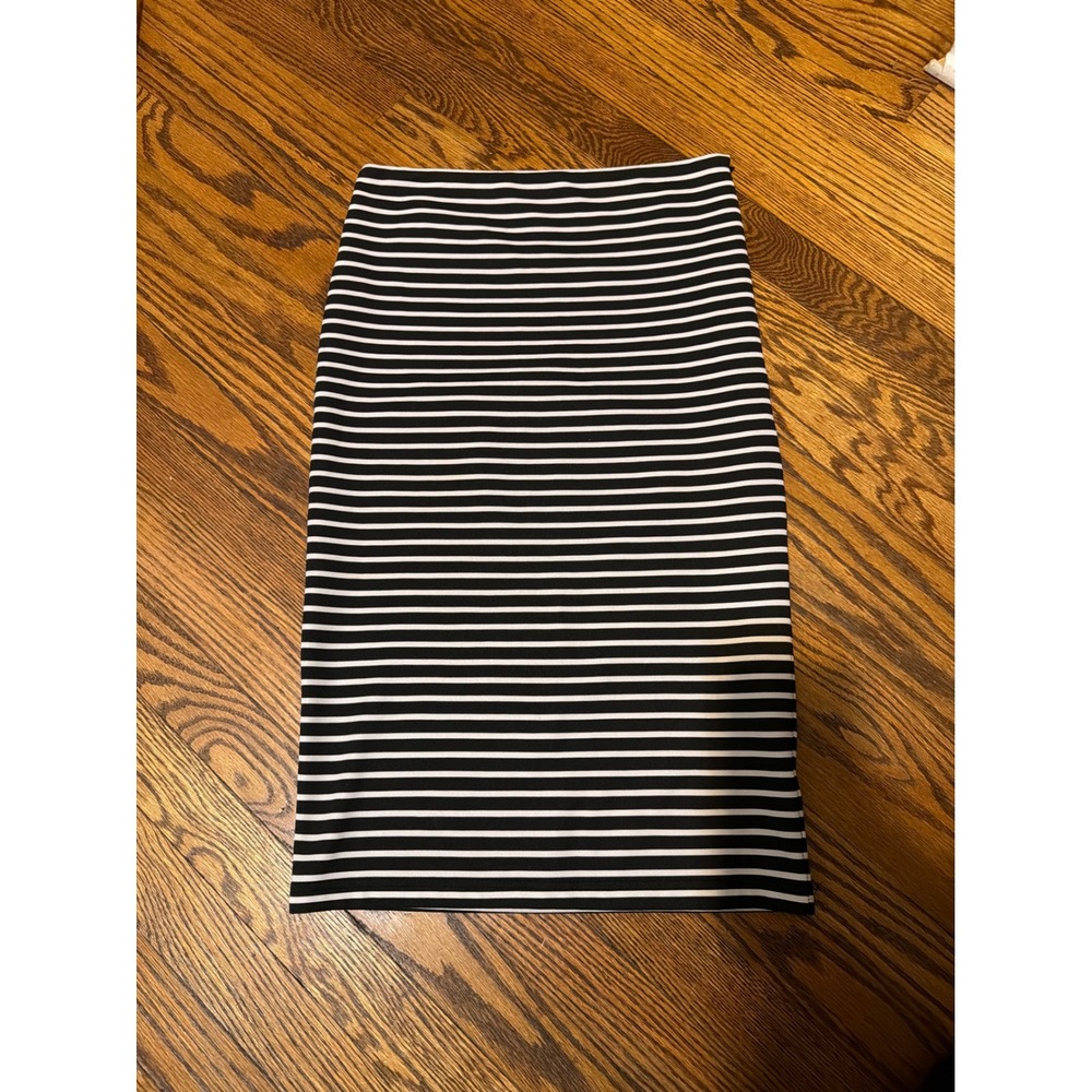 Forever 21 Black White Striped Pencil Skirt Small Bodycon Midi Skirt
